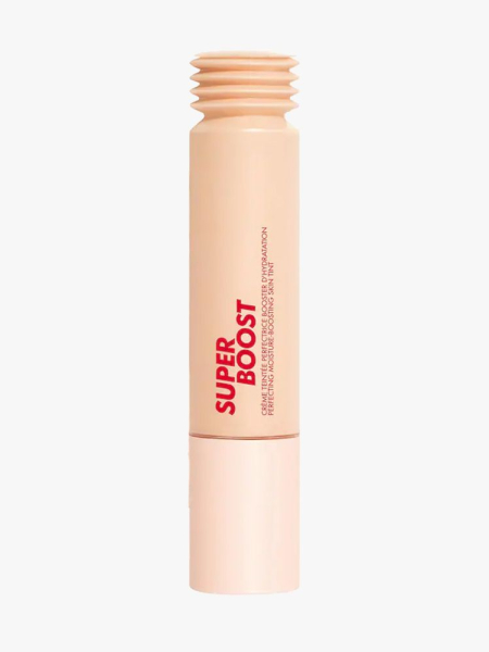 Make Up For Ever Super Boost Lightweight Moisturizing Skin Tint in branded tube component on a light gray background